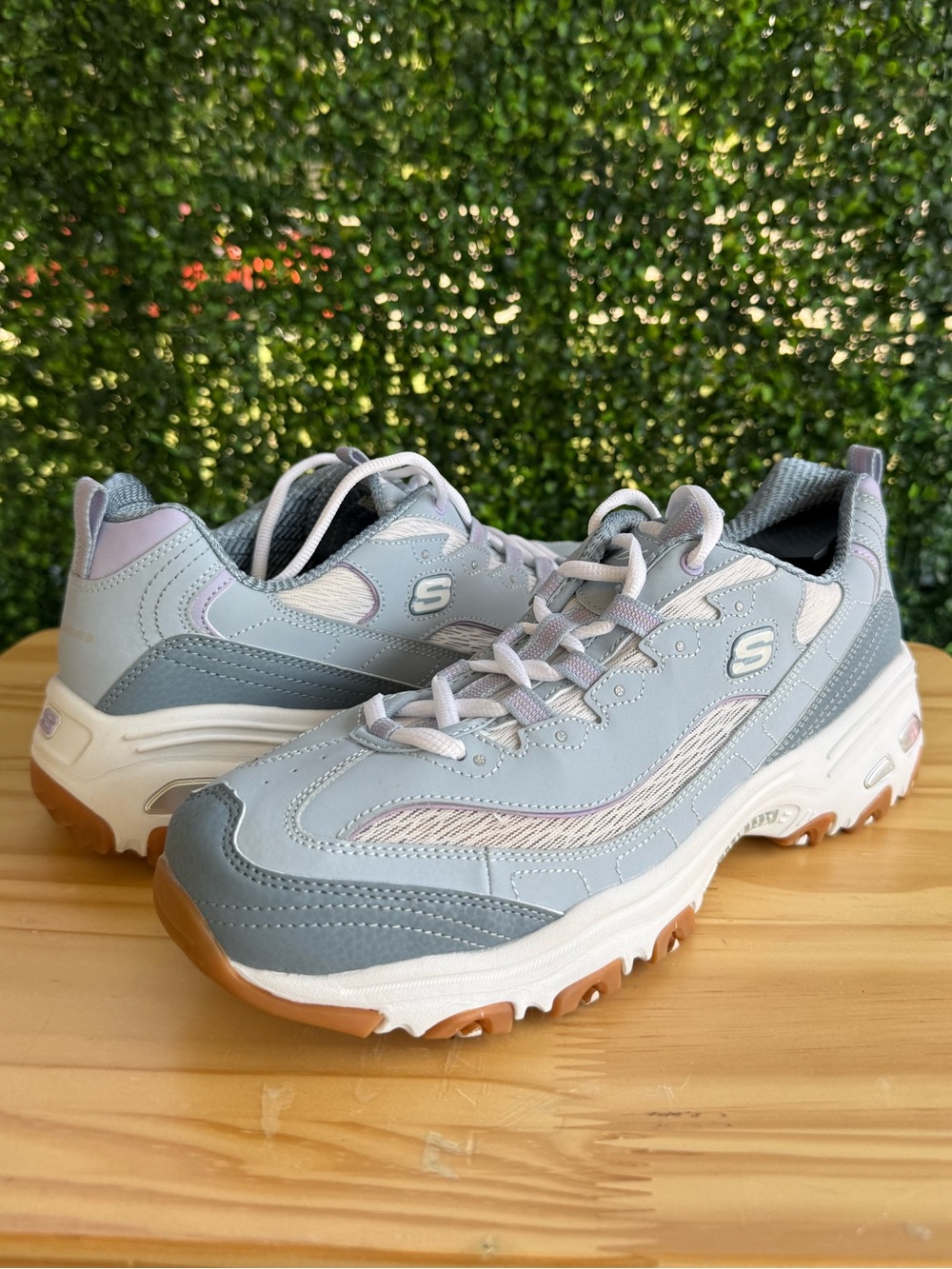 Skechers D’Lites Women’s 11 Blue Lavender Chunky Memory Foam Sneakers